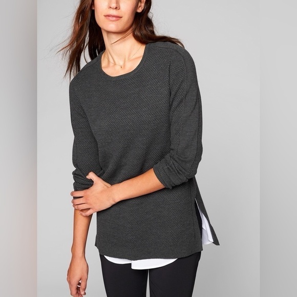 Athleta Thermal Honeycomb Sweater, Charcoal, Size S - Picture 1 of 8